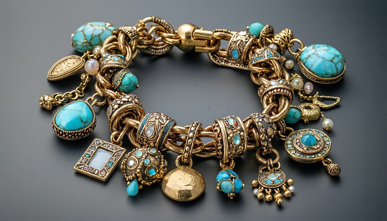 Handcrafted charm bracelet showcasing intricate details.