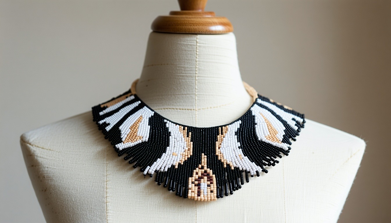 Bold statement necklace with a modern twist.