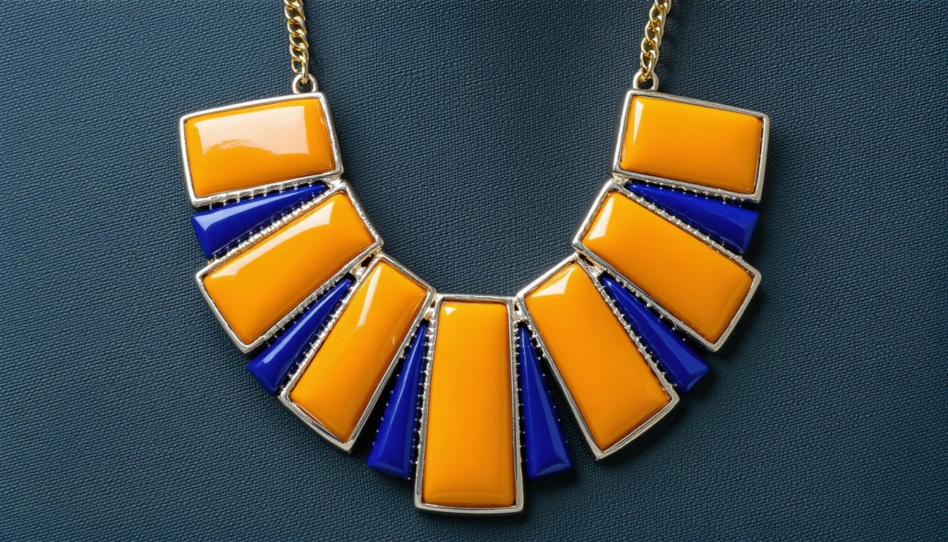 Statement necklace with bold design on display